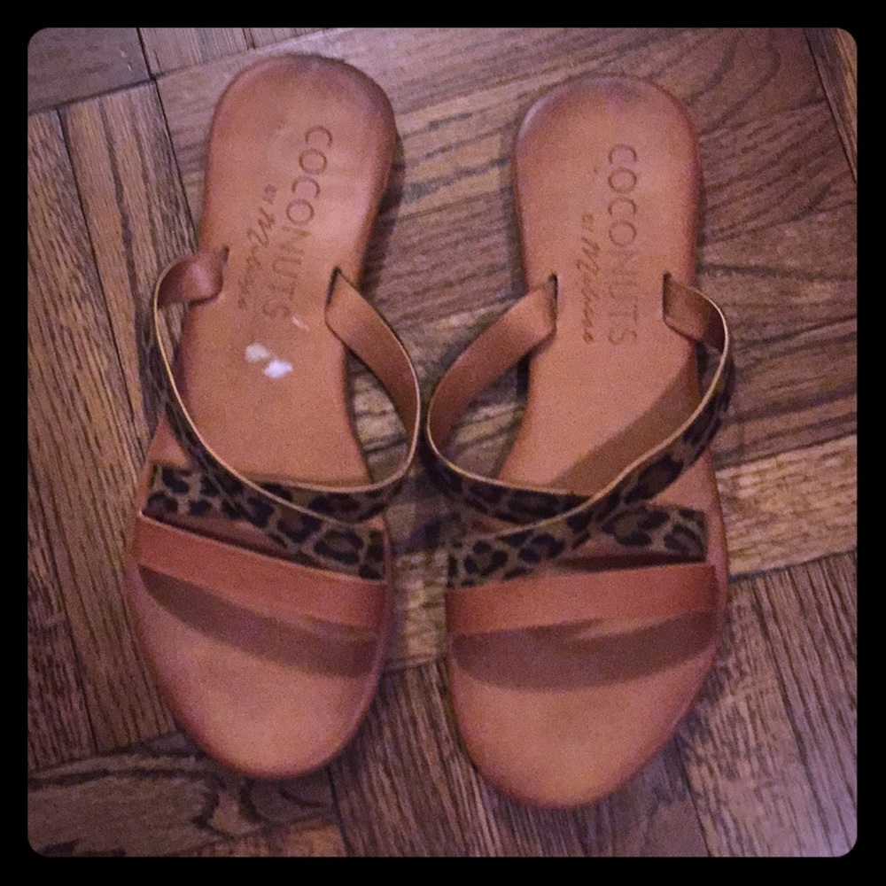 leopard sandals. Barely worn, in good condition.